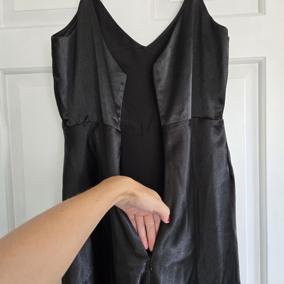 Birdy Grey Jay dress in black satin formal gown sleek wedding party sz M - Picture 6 of 11